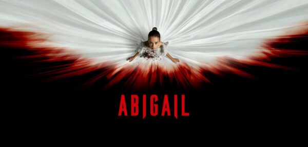 A banner poster of Abigail, featuring Alisha Weir as the character with the name of the film in red at the bottom